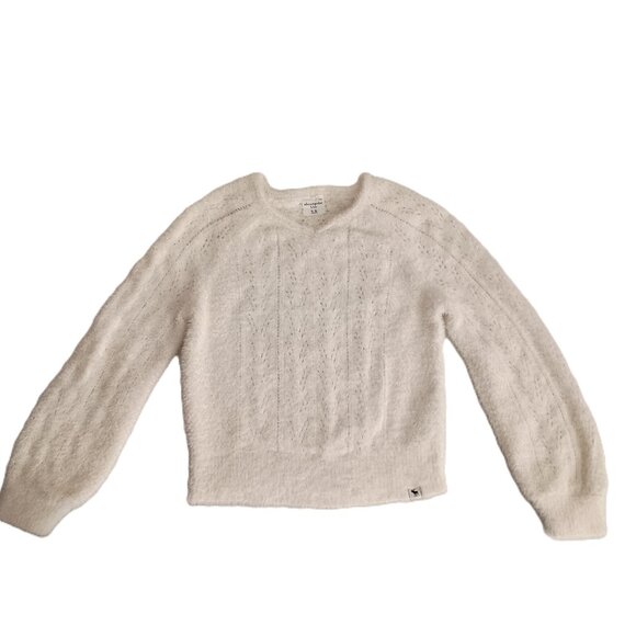 abercrombie kids Other - Abercrombie Kids Girl’s Fuzzy Cream V-Neck Pullover Sweater Size 9-10